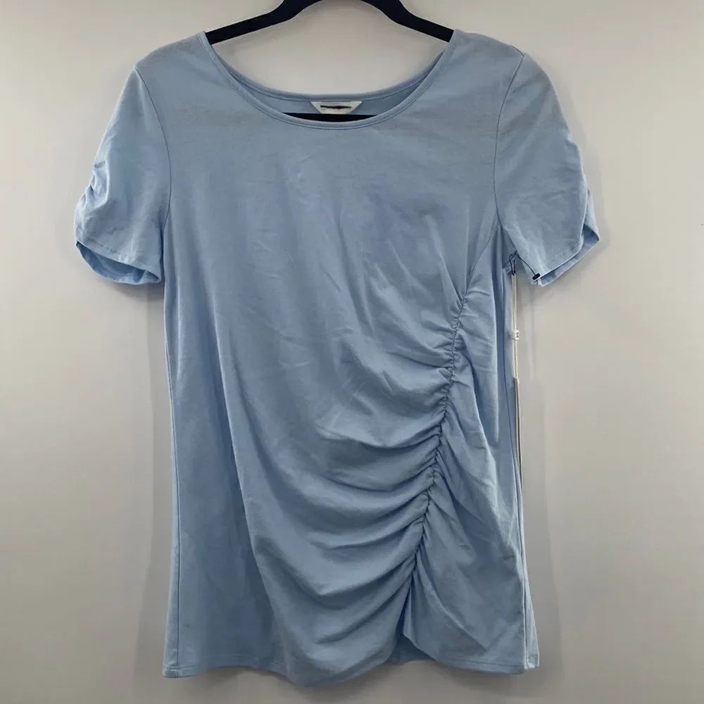 3For$20 Caslon Blue Shirt Ruffle Detailing Short Sleeve Top size small